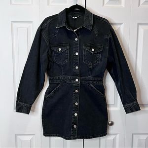 ZARA Black Denim Long Sleeve Button Up Mini Dress Women’s US Size 8